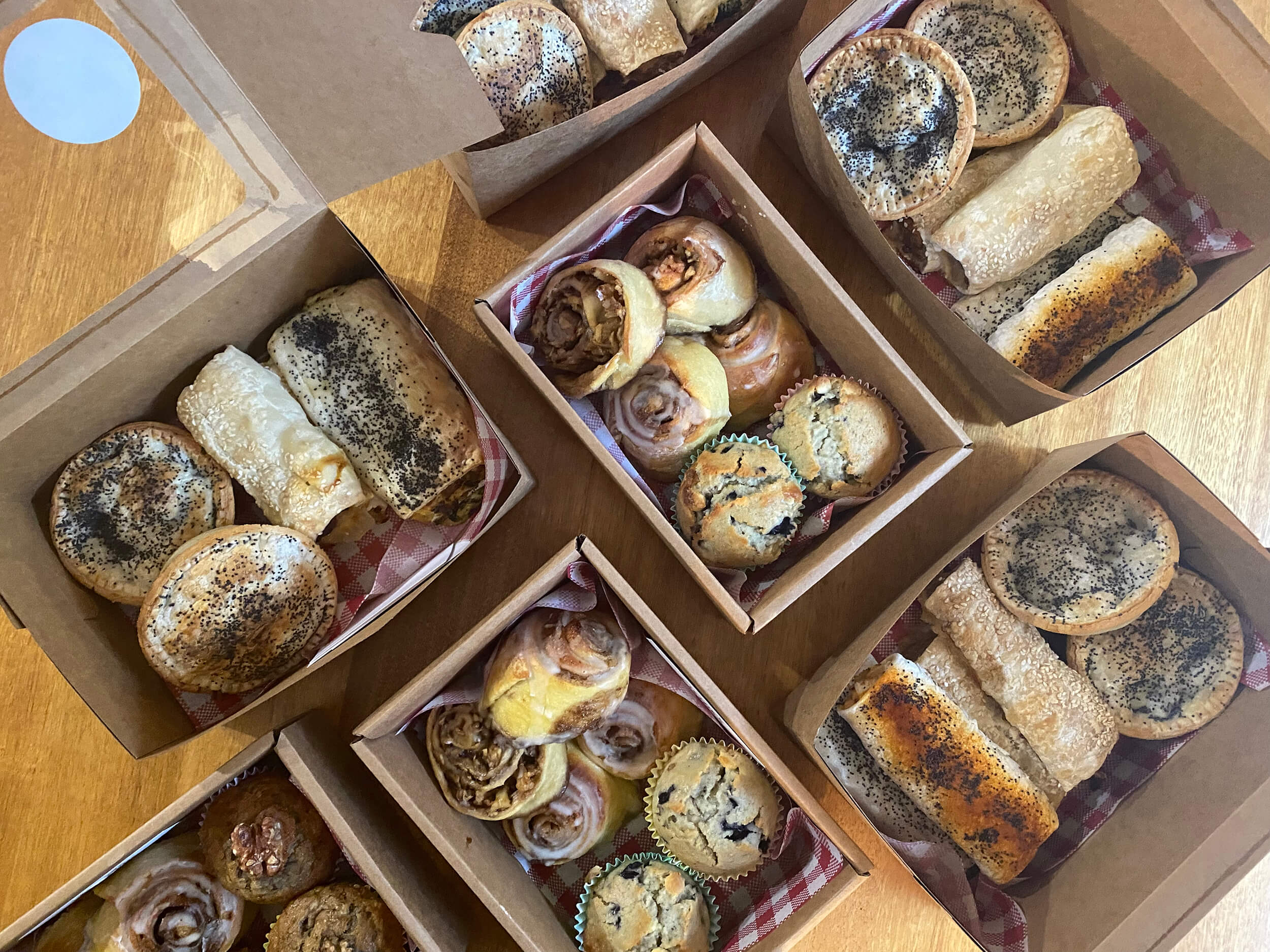 Sweet and Savoury Pastries Packaged for Delivery